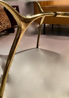 1970 Bronze Table with a Thick Glass Top by Belgium Designer Kouloufi