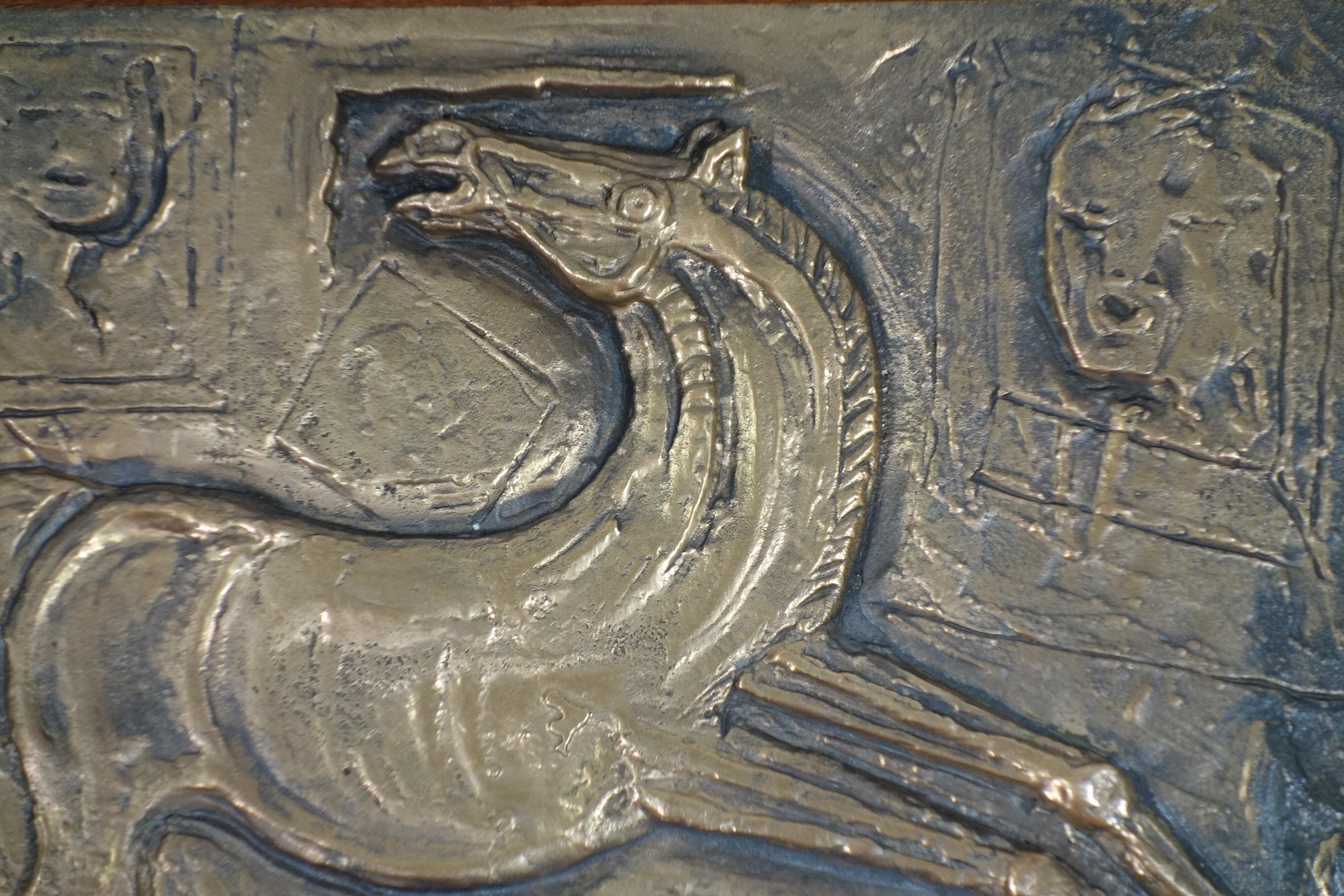 Italian 1970 Bruno Cassinari Horse Woman Bronze Sculpture Basrelief For Sale