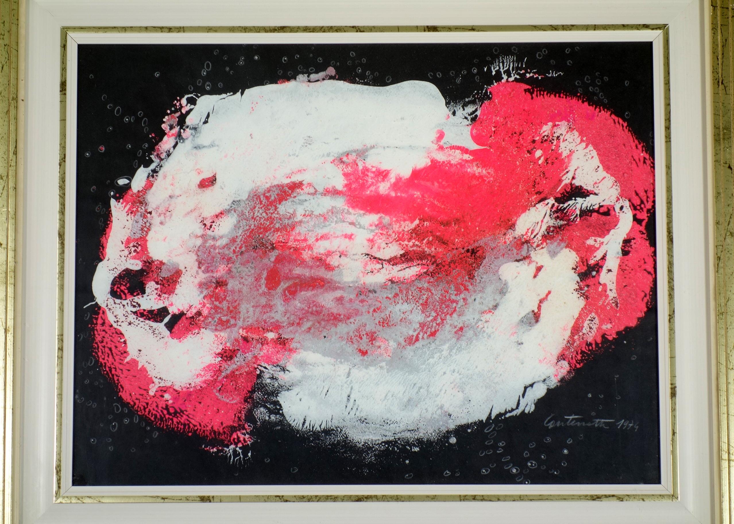Künstler: Bruno Contenotte
Titel: Unbetitelt (1979)
Medium: Gemischte Medien auf Leinwand

Dieses Werk aus dem Jahr 1979 ist ein eindrucksvolles Beispiel für den abstrakten Expressionismus von Bruno Contenotte. Es zeigt ein kraftvolles Zusammenspiel