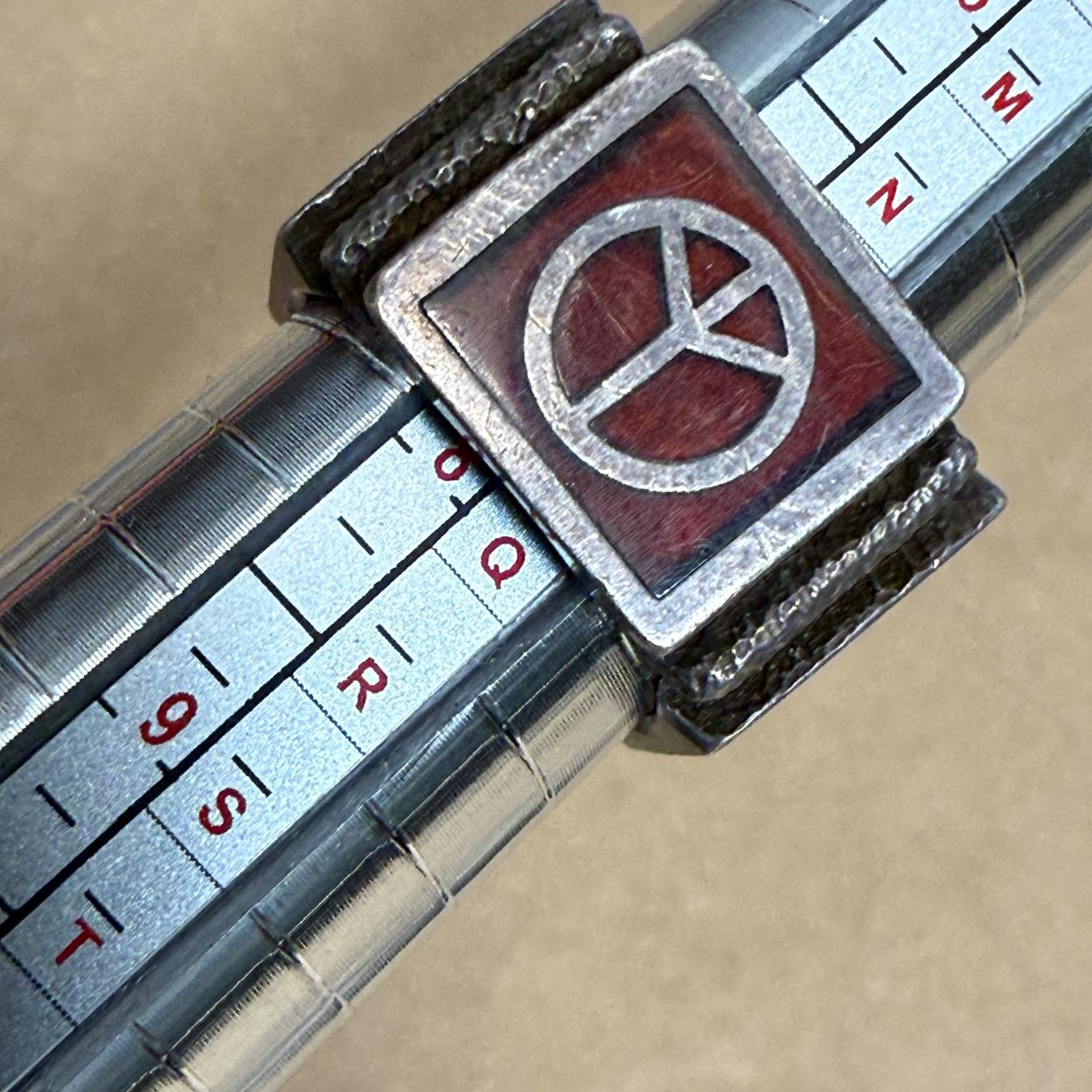 1970 Brutalist Peace Ring Sterling Silver 4-sided design For Sale 9