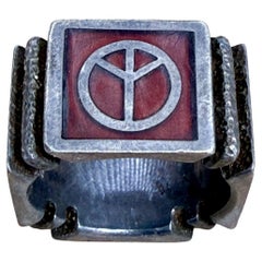1970 Brutalist Peace Ring Sterling Silver 4-sided design