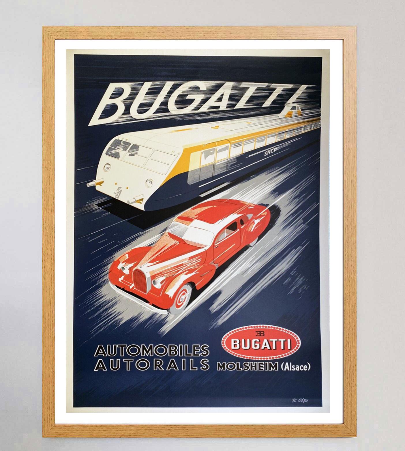 French 1970 Bugatti Original Vintage Poster For Sale