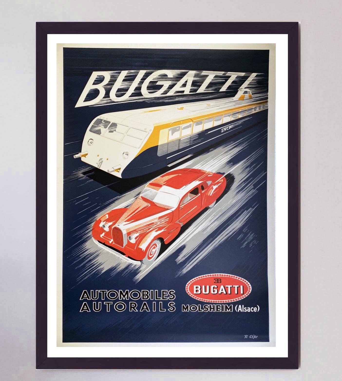 Late 20th Century 1970 Bugatti Original Vintage Poster For Sale