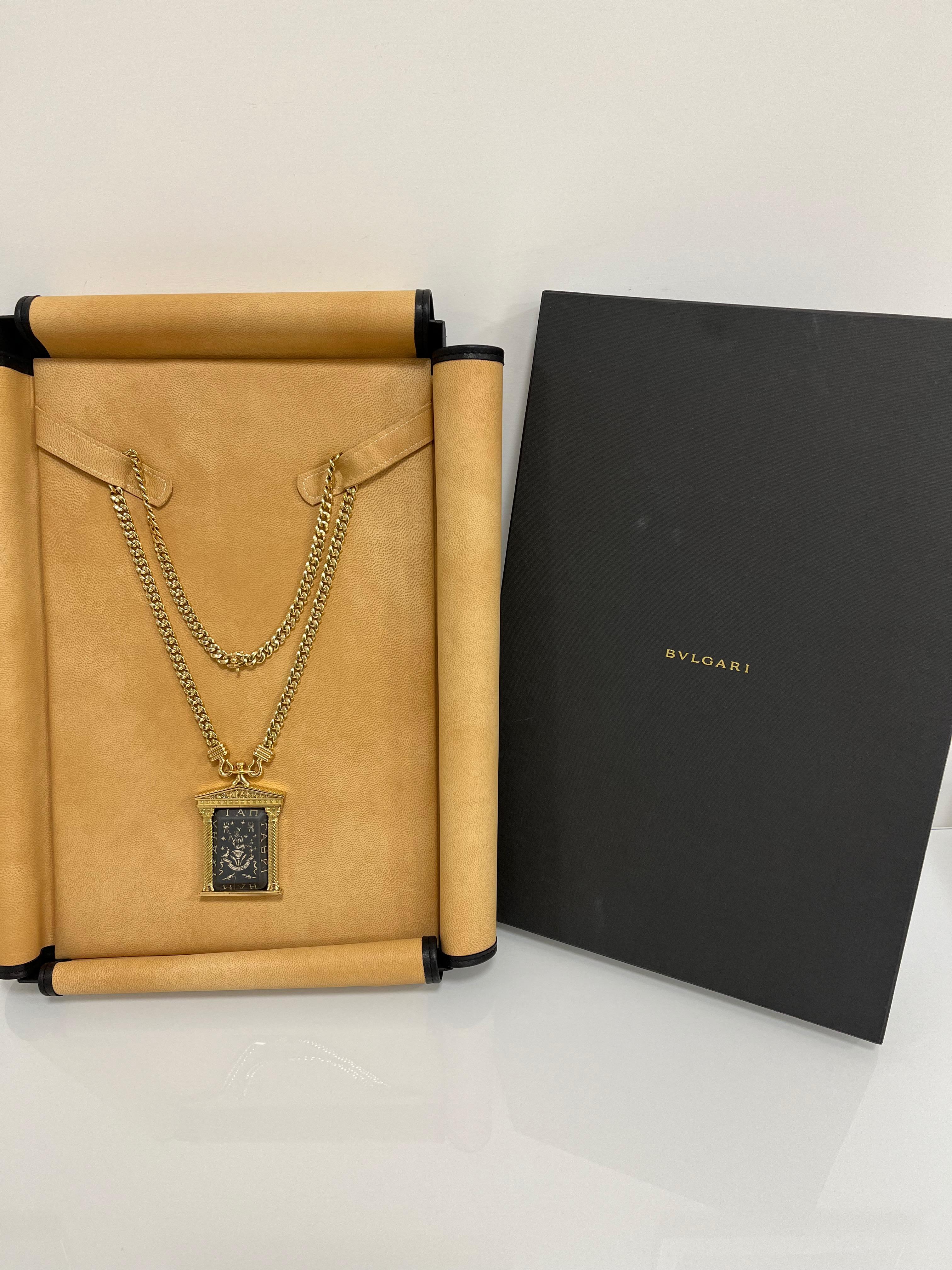 One of a Kind 1970 Bulgari 18 Karat Yellow Gold Necklace with Engraved Pendant 1