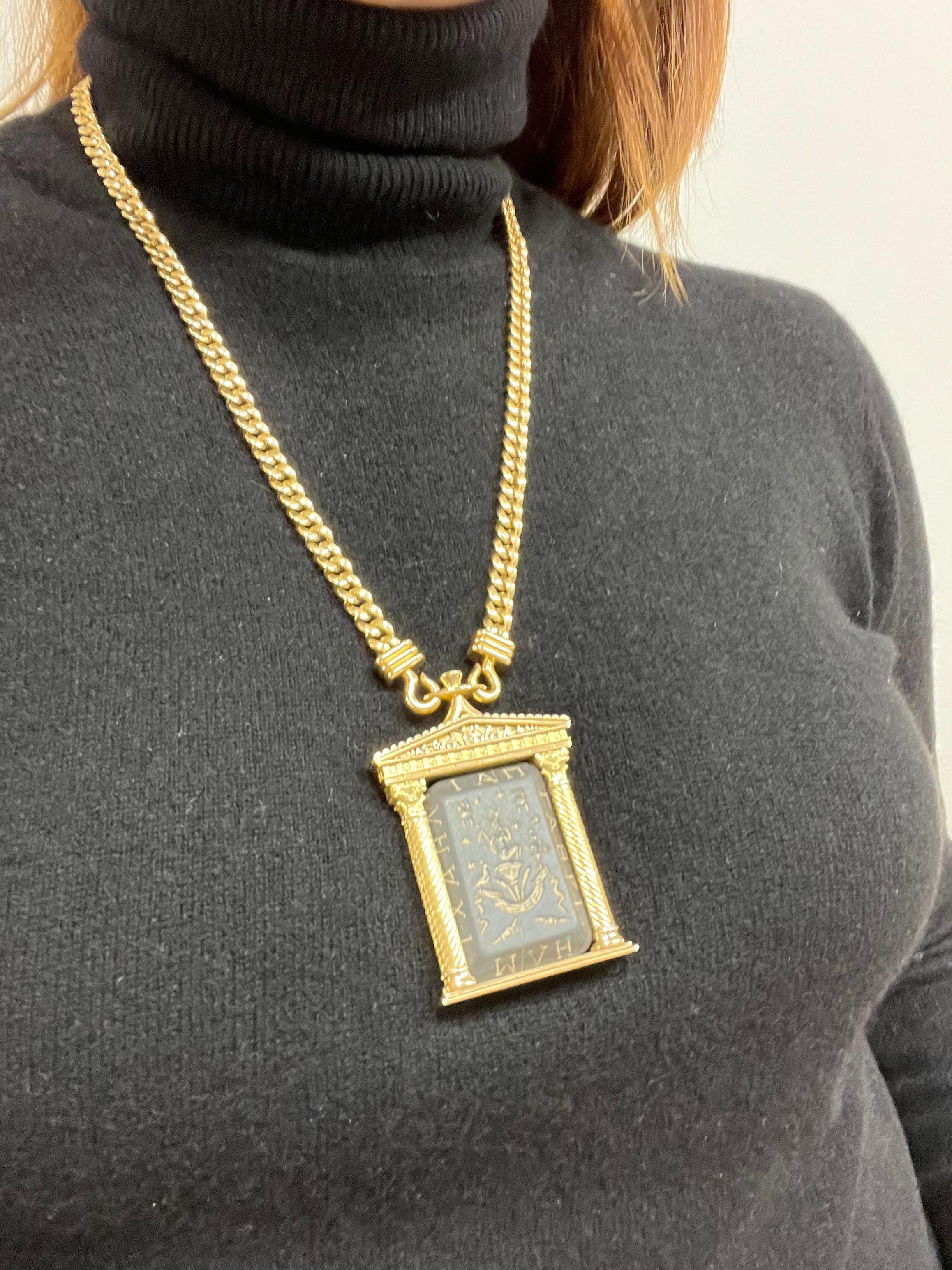 One of a Kind 1970 Bulgari 18 Karat Yellow Gold Necklace with Engraved Pendant 2