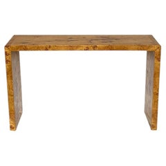 Italian Burl Maple Console Table, Mid-Century Modern, 1970