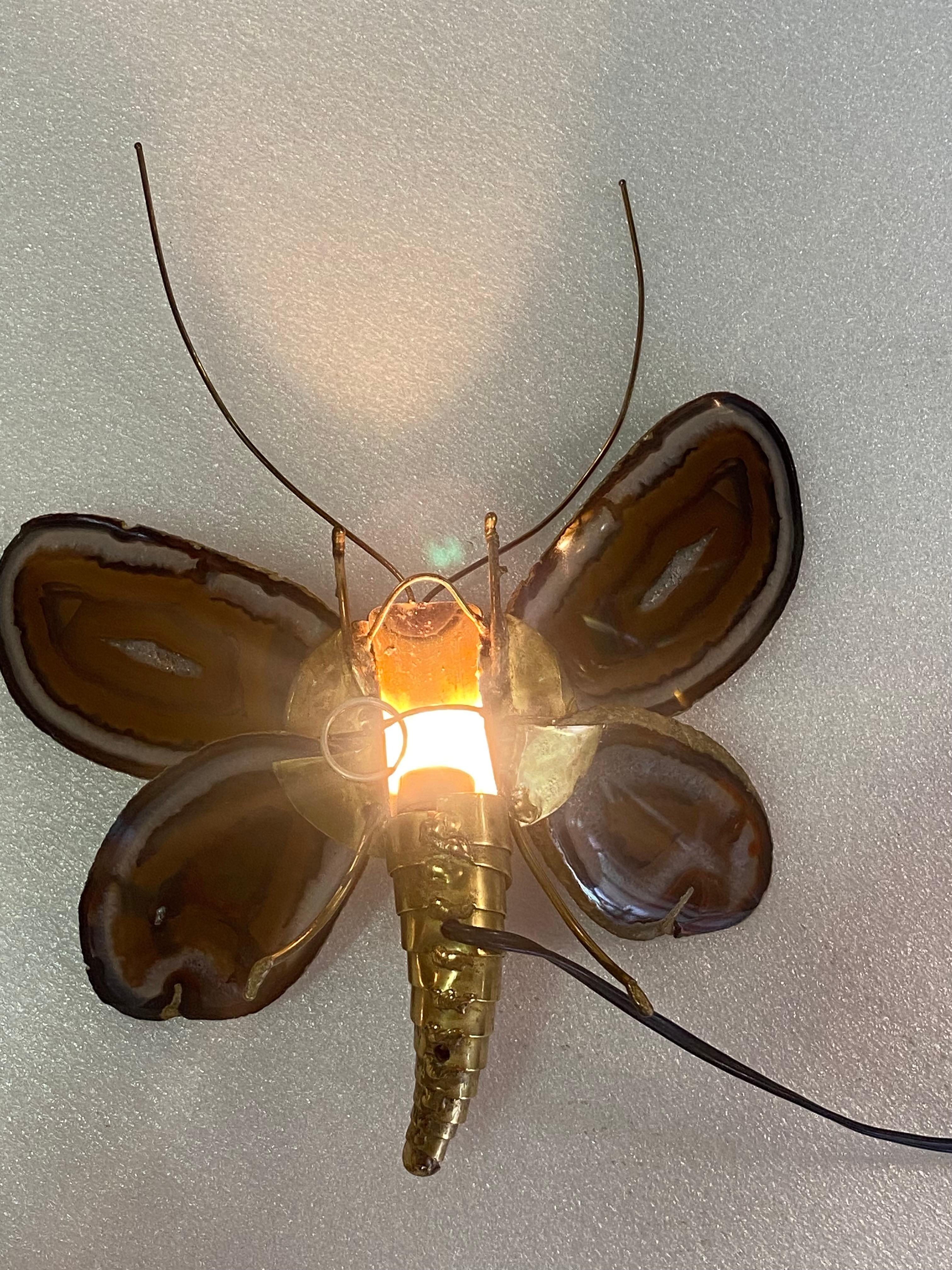 1970 Butterfly Wall Lamp in Bronze, Duval Brasseur Or Isabelle Faure, 28 X H 35  For Sale 6