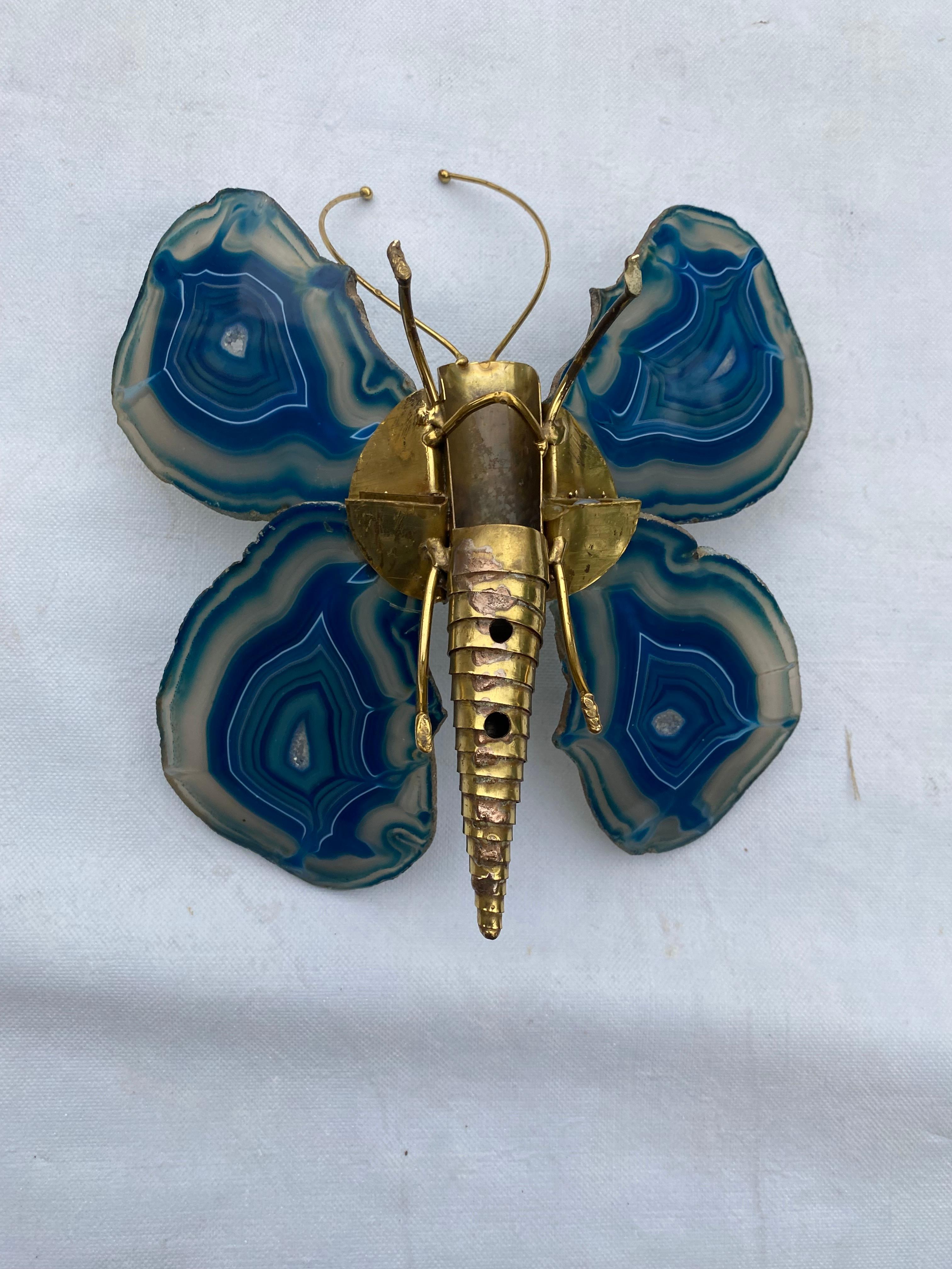 1970′ Butterfly Wall Lamp in Bronze or Brass, Duval Brasseur Or Isabelle Faure In Good Condition For Sale In Paris, FR