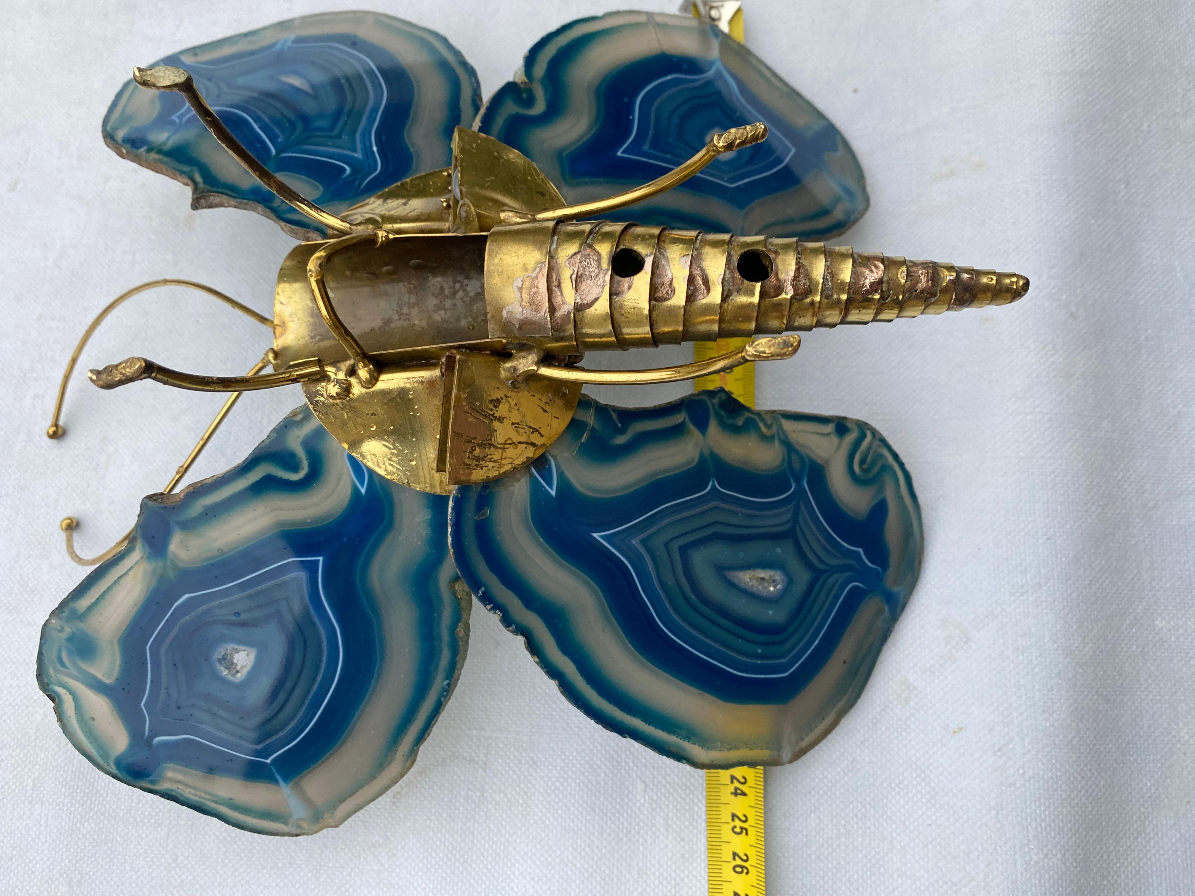 1970′ Butterfly Wall Lamp in Bronze or Brass, Duval Brasseur Or Isabelle Faure For Sale 2