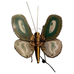 1970, Butterfly Wall Lamp in Bronze or Brass, Duval Brasseur or Isabelle Faure