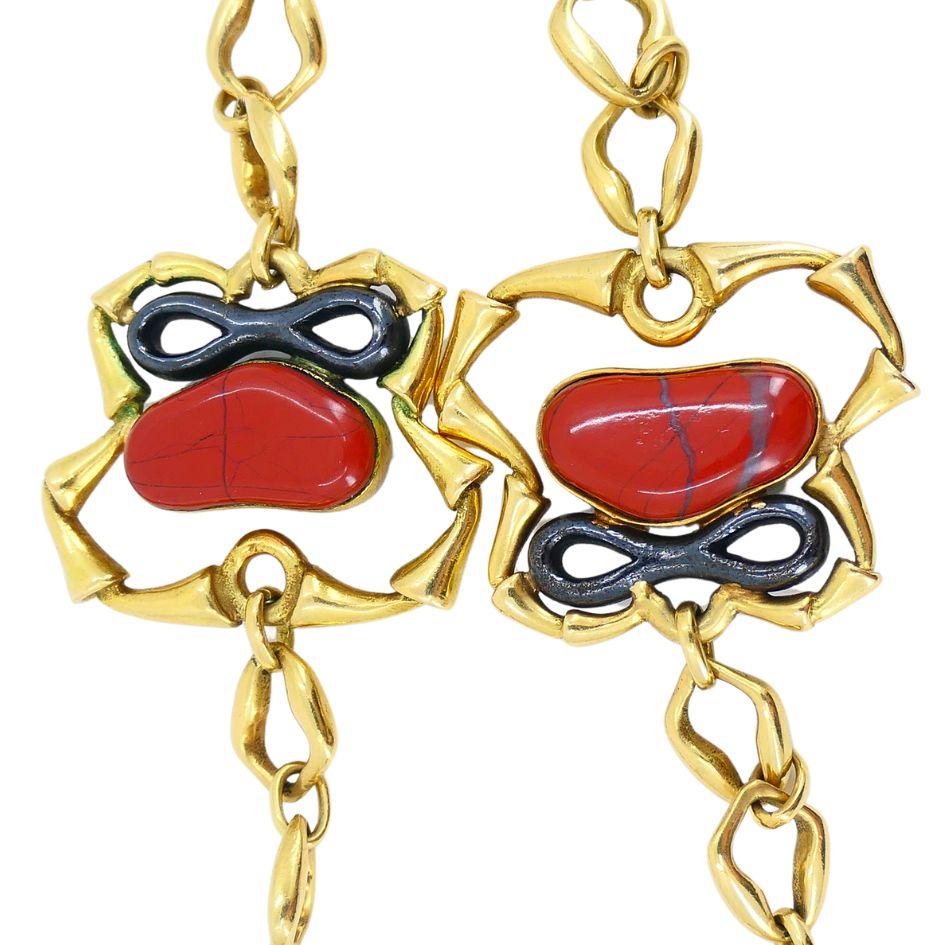 1970 Bvlgari 18k Gelb & brüniertes Gold Malachit Jaspis Halskette im Angebot 5