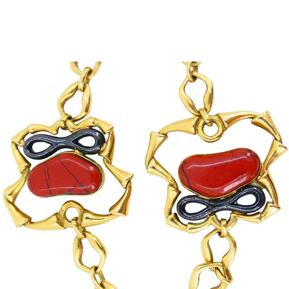 1970 Bvlgari 18k Gelb & brüniertes Gold Malachit Jaspis Halskette im Angebot 8