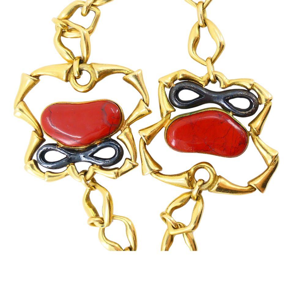 1970 Bvlgari 18k Gelb & brüniertes Gold Malachit Jaspis Halskette im Angebot 12