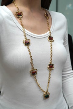 1970 Bvlgari 18k Yellow & Burnished Gold Malachite Jasper Necklace