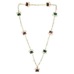 1970 Bvlgari 18k Yellow & Burnished Gold Malachite Jasper Necklace