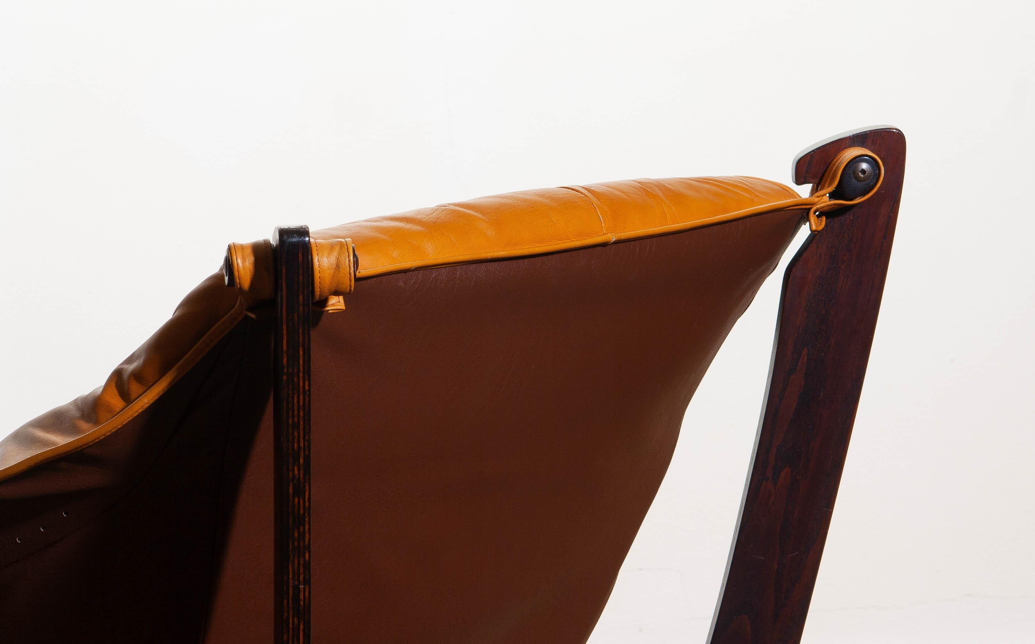 1970, Camel / Cognac Leather Lounge Chair by Odd Knutsen for Hjellegjerde Møbler 1