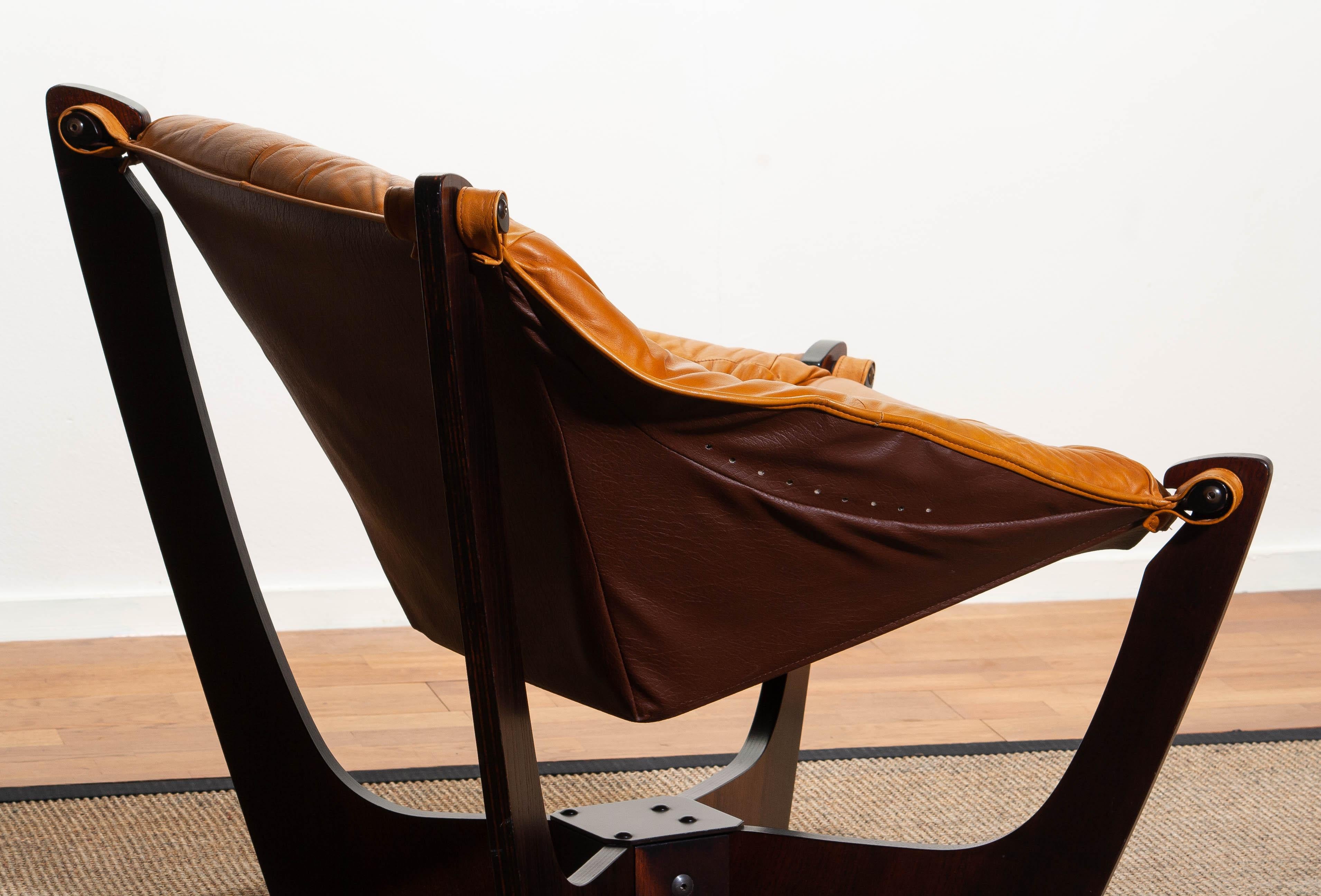 1970, Camel / Cognac Leather Lounge Chair by Odd Knutsen for Hjellegjerde Møbler 2