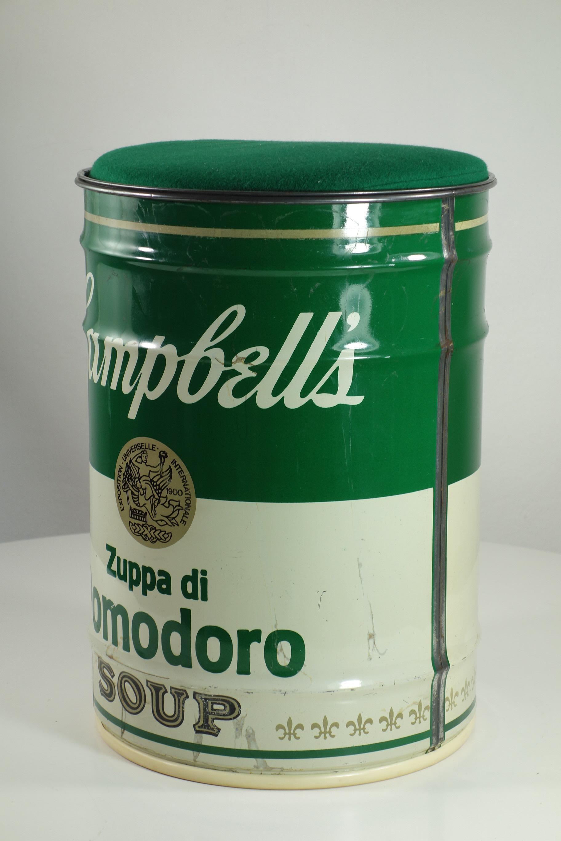 Taburete Campbell
Studio Simon
Italia, 1973

De la serie Ultramóvil

Taburete Icónico
Serigrafía sobre acero, cojín tapizado