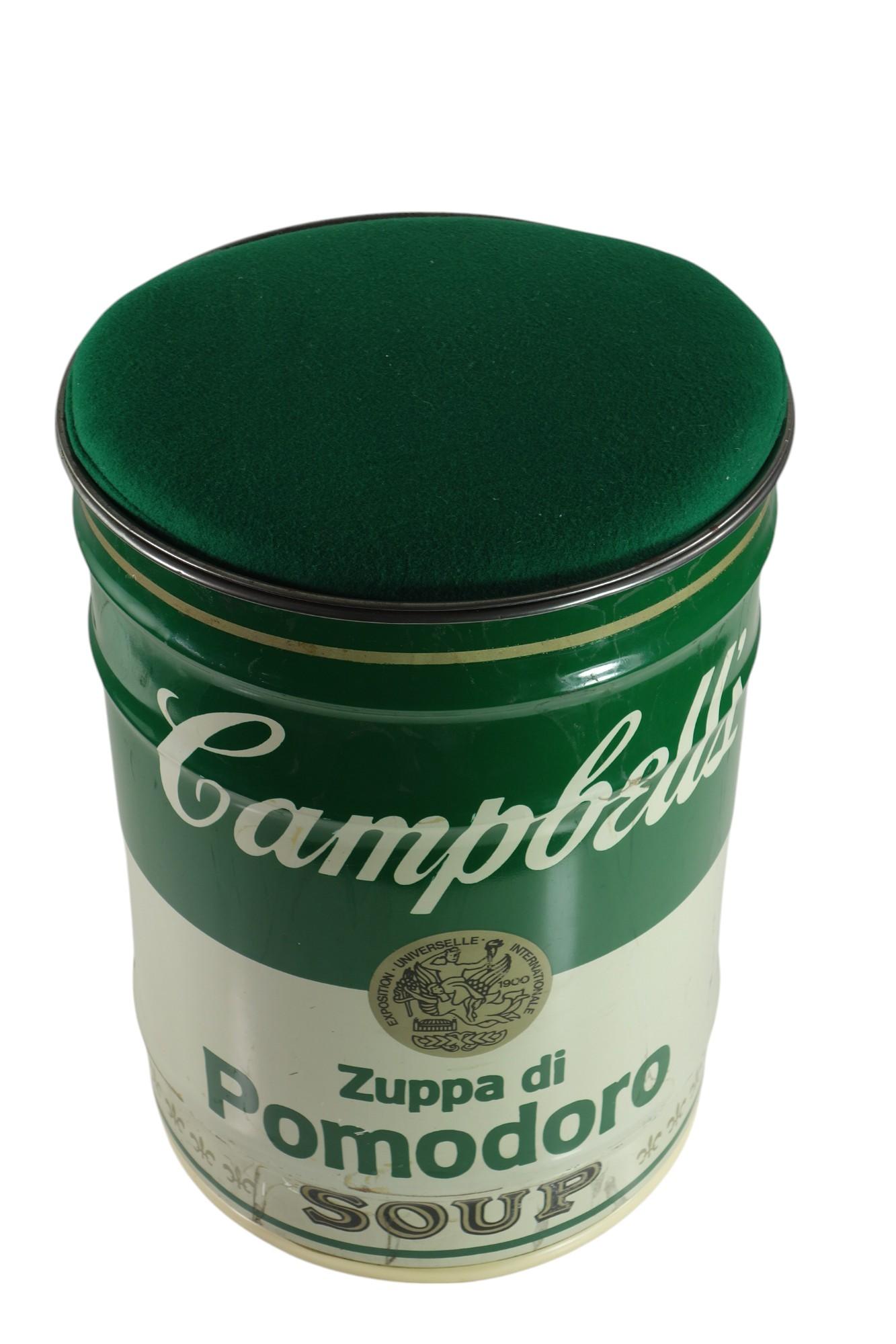 1970 Campbell Soup Studio Simon Gavina Wahrol Christo Taburete de diseño radical finales del siglo XX en venta