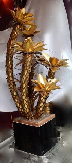 1970 Carnivorous Plant Enlightening  Brass 5 Heads Light In the Style Of Jansen