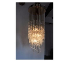 1970 Cascading Murano Mazzega Flush Mount Chandelier, Italy