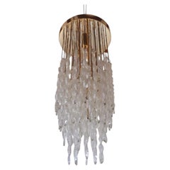 1970 Cascading Murano Mazzega Flush Mount Chandelier, Italy