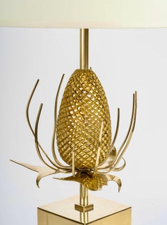 1970 Chardon-Tischlampe aus vergoldeter Bronze von Charles