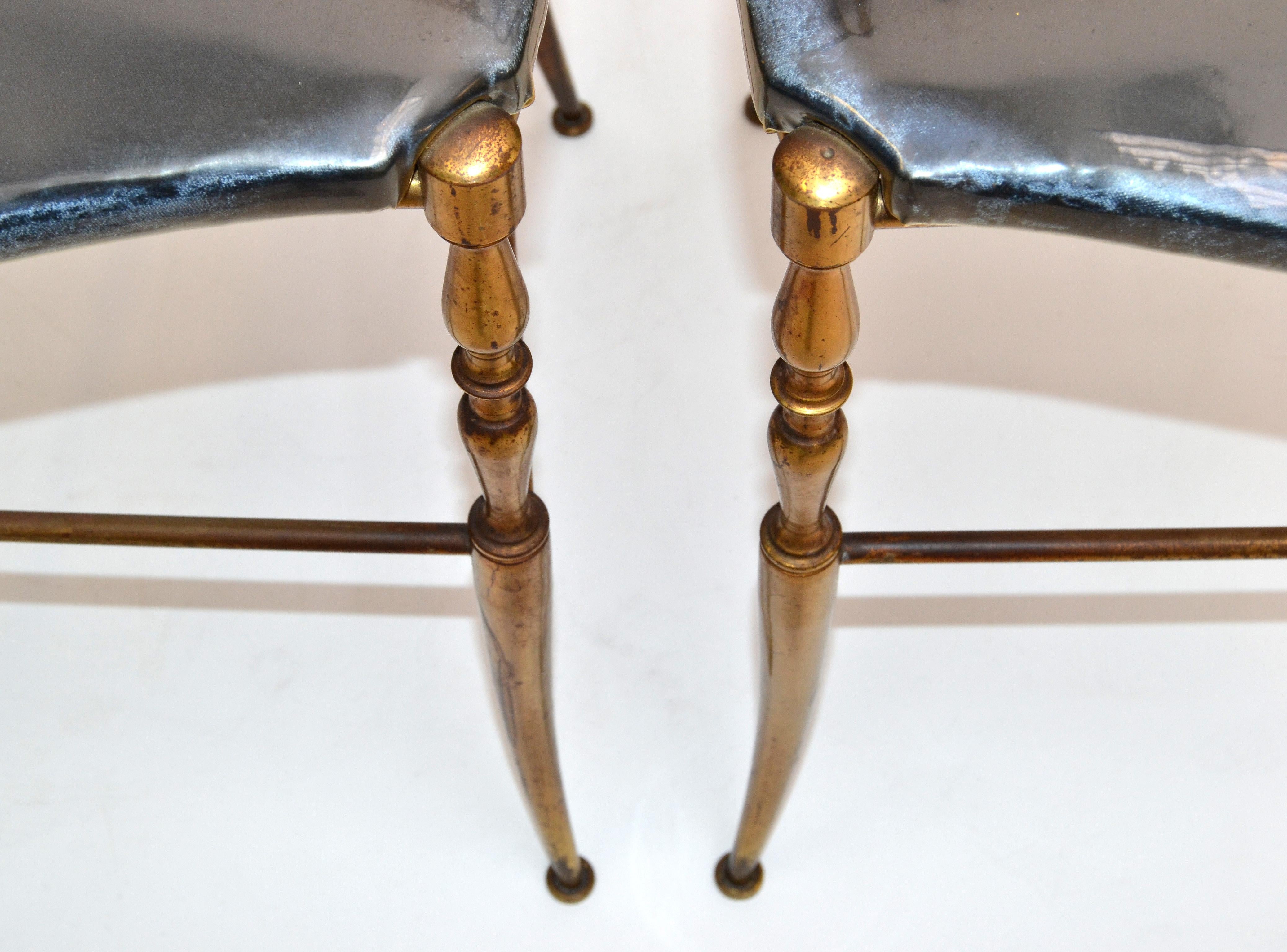 1970 Chiavari Patinated Bronze High Back Chairs Mid-Century Modern Italy, Pair 9