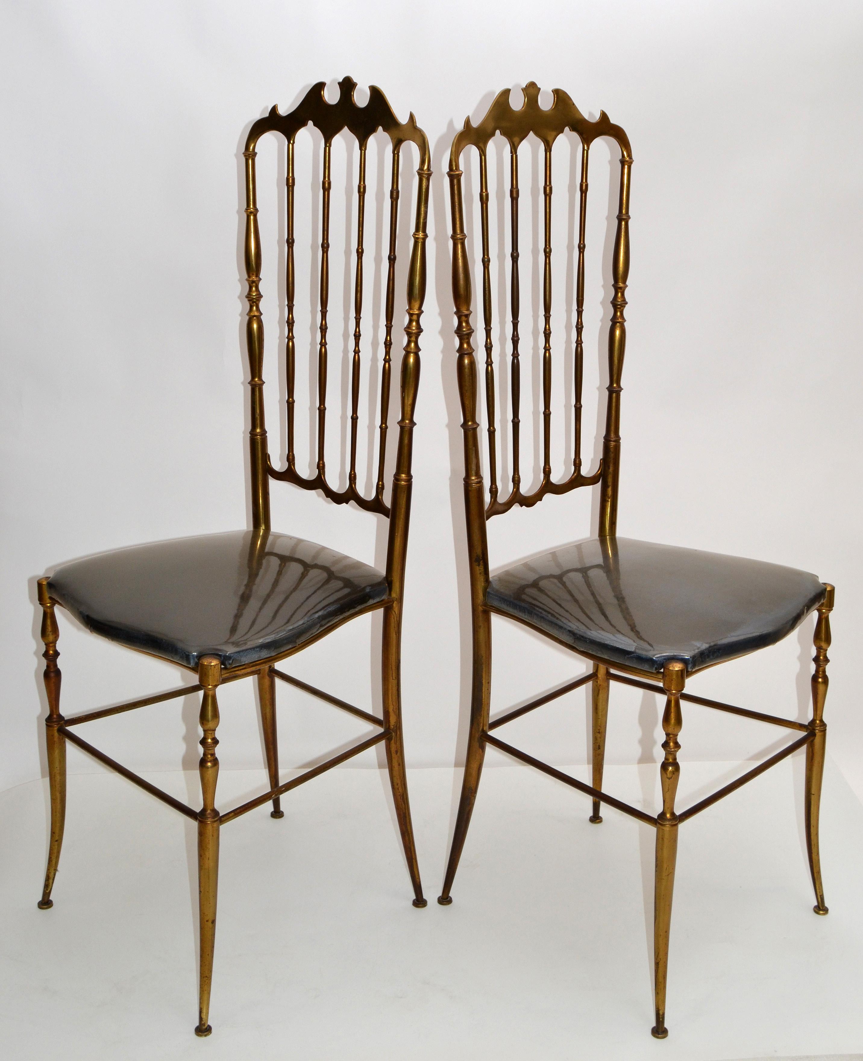 1970 Chiavari Patinated Bronze High Back Chairs Mid-Century Modern Italy, Pair 11