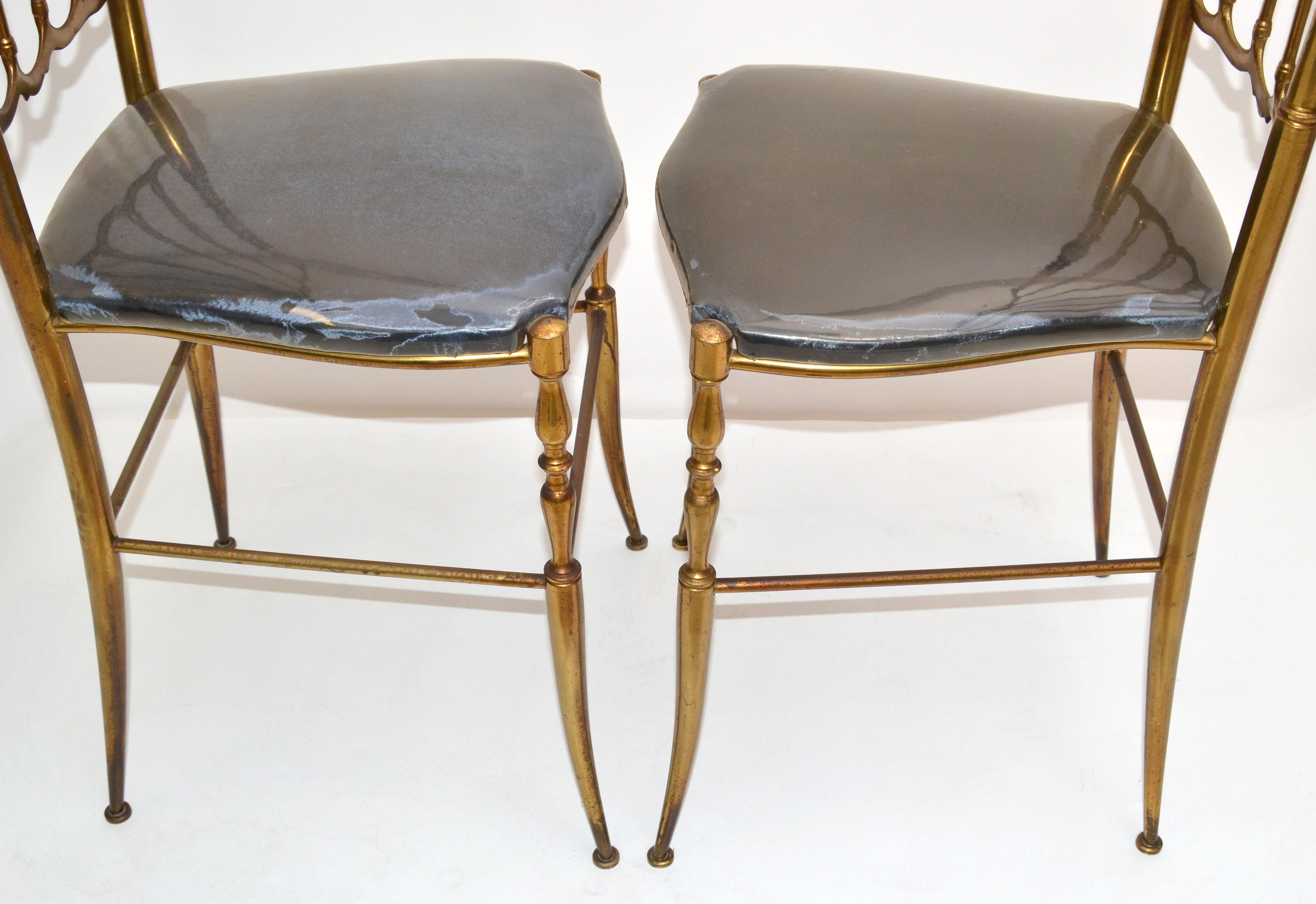 1970 Chiavari Patinated Bronze High Back Chairs Mid-Century Modern Italy, Pair 3