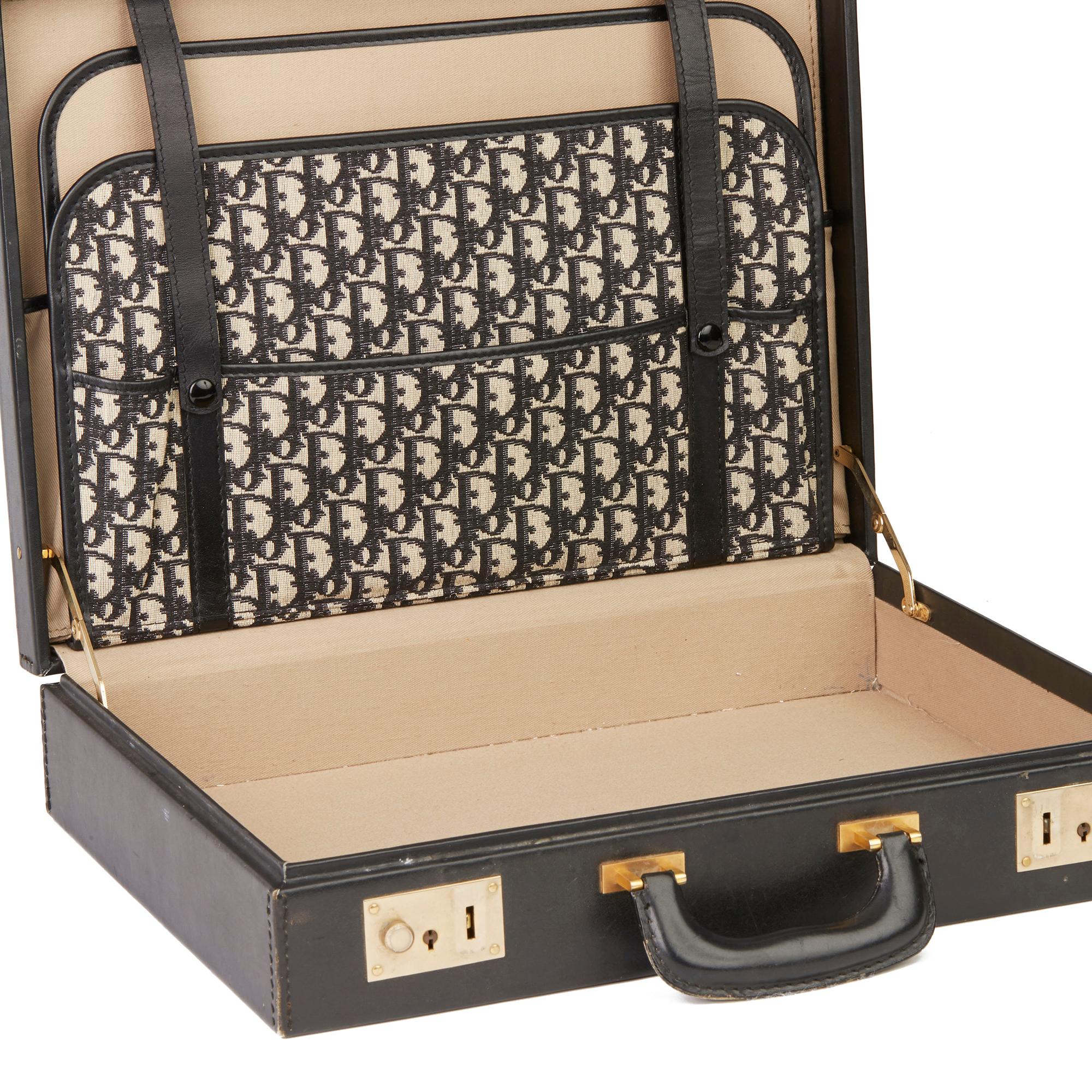 1970 Christian Dior Black Monogram Canvas & Calfskin Leather Vintage Briefcase  3