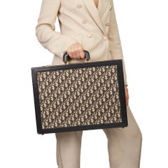 1970 Christian Dior Black Monogram Canvas & Calfskin Leather Vintage Briefcase