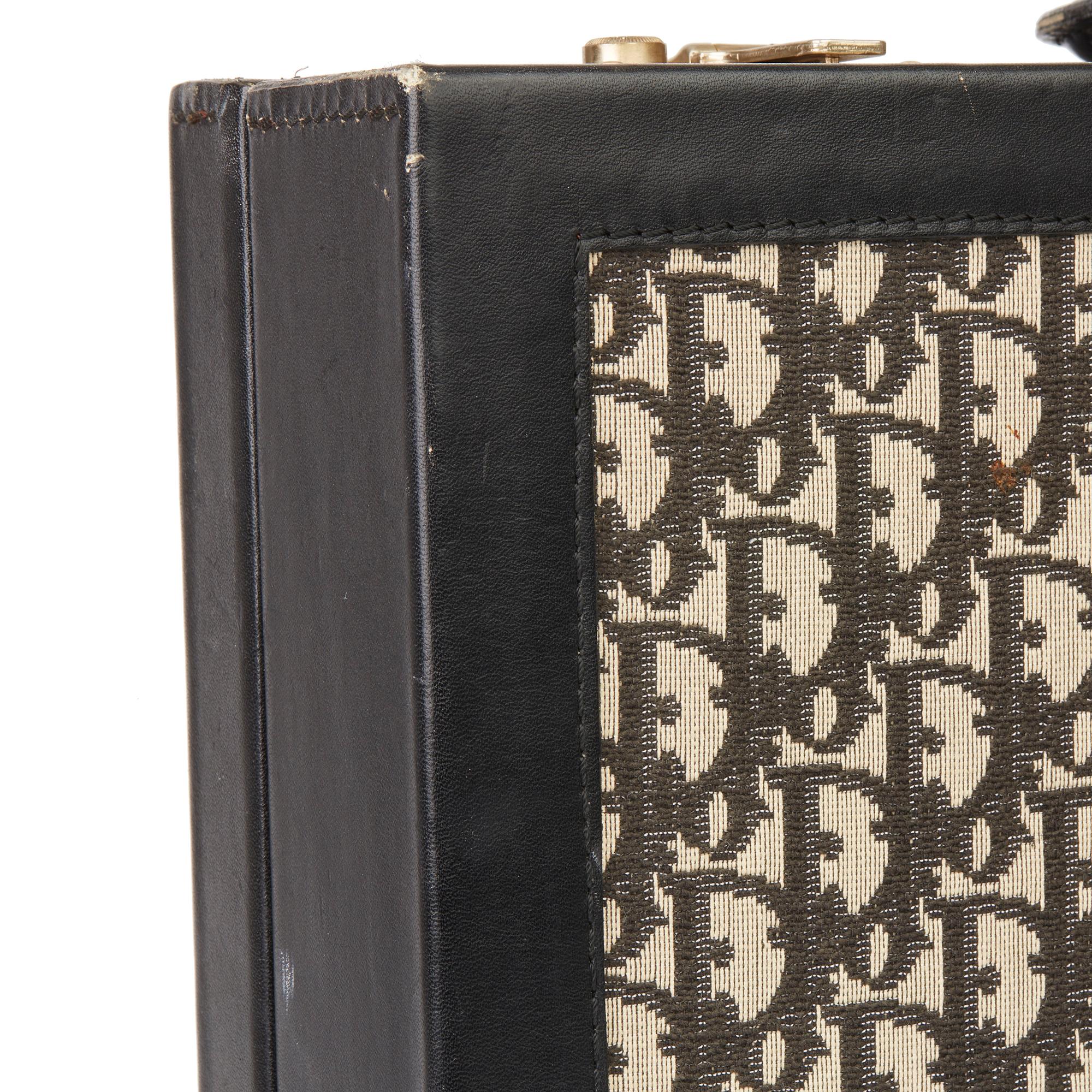 1970 Christian Dior Black Monogram Canvas & Calfskin Leather Vintage Briefcase 1