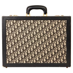 1970 Christian Dior Black Monogram Canvas & Calfskin Leather Vintage Briefcase