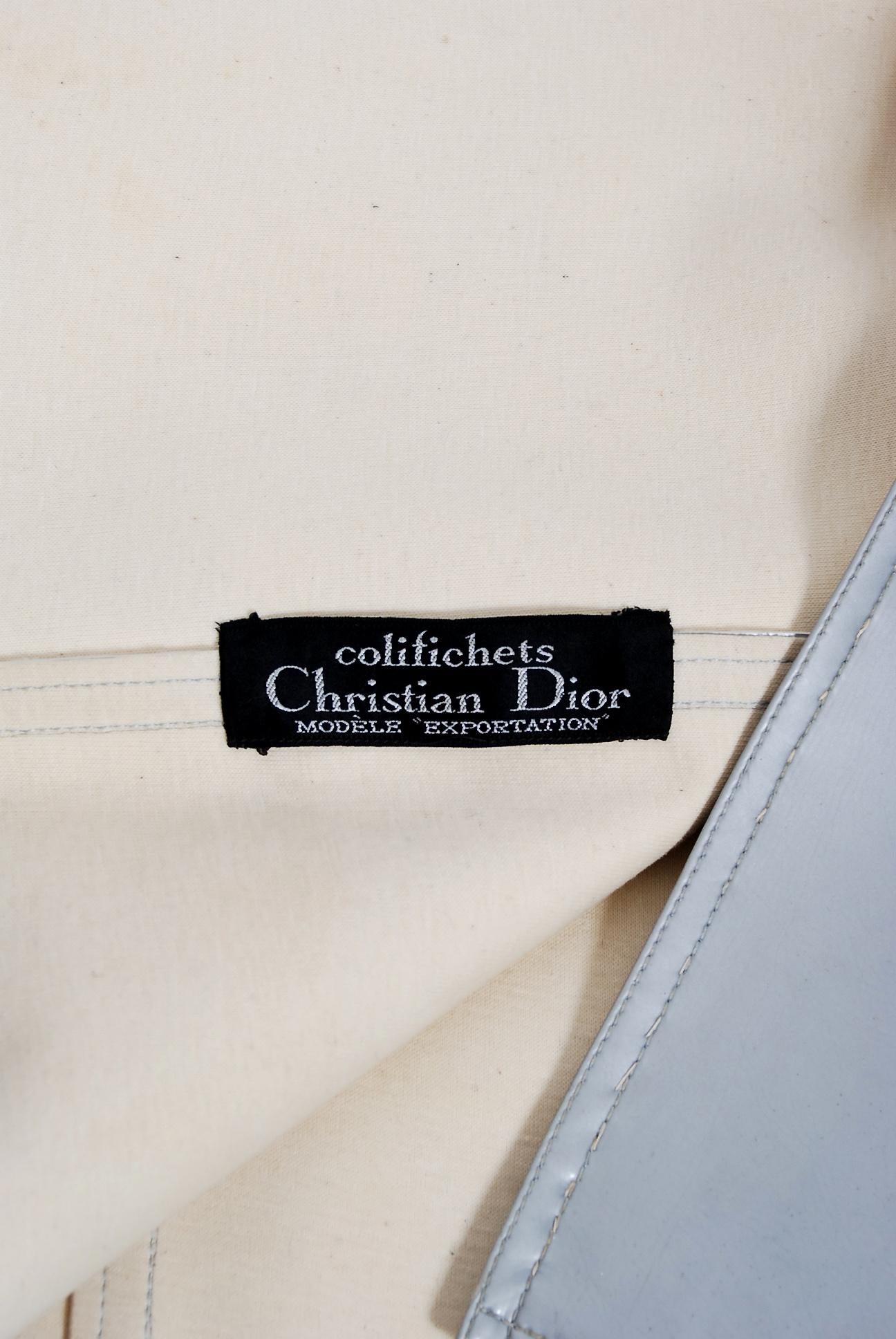 1970 Christian Dior Colifichets Documented Silver Vinyl Space-Age Mod Mini Dress 1