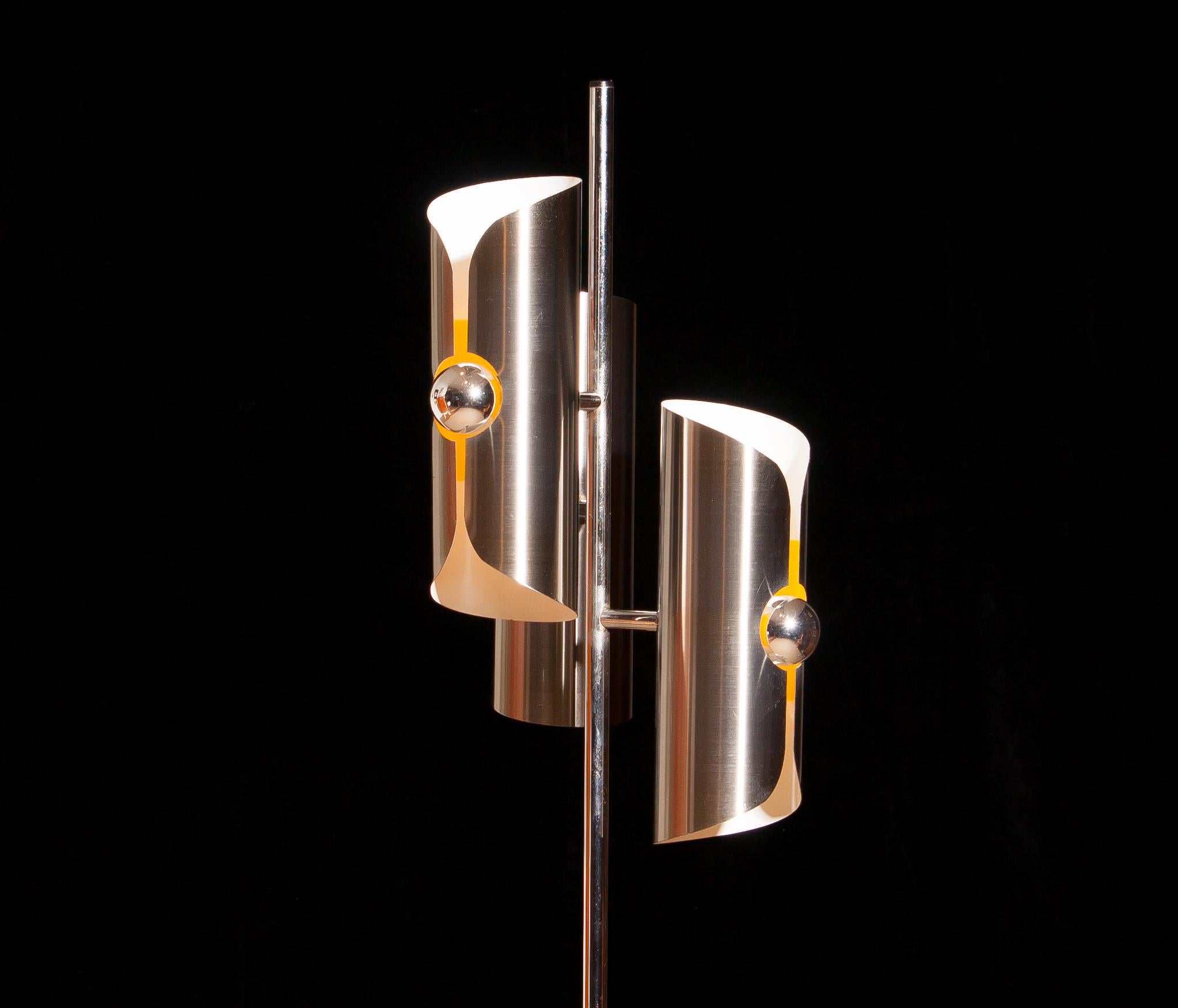 Late 20th Century 1970, Chrome and Steel Floor Lamp, Italy