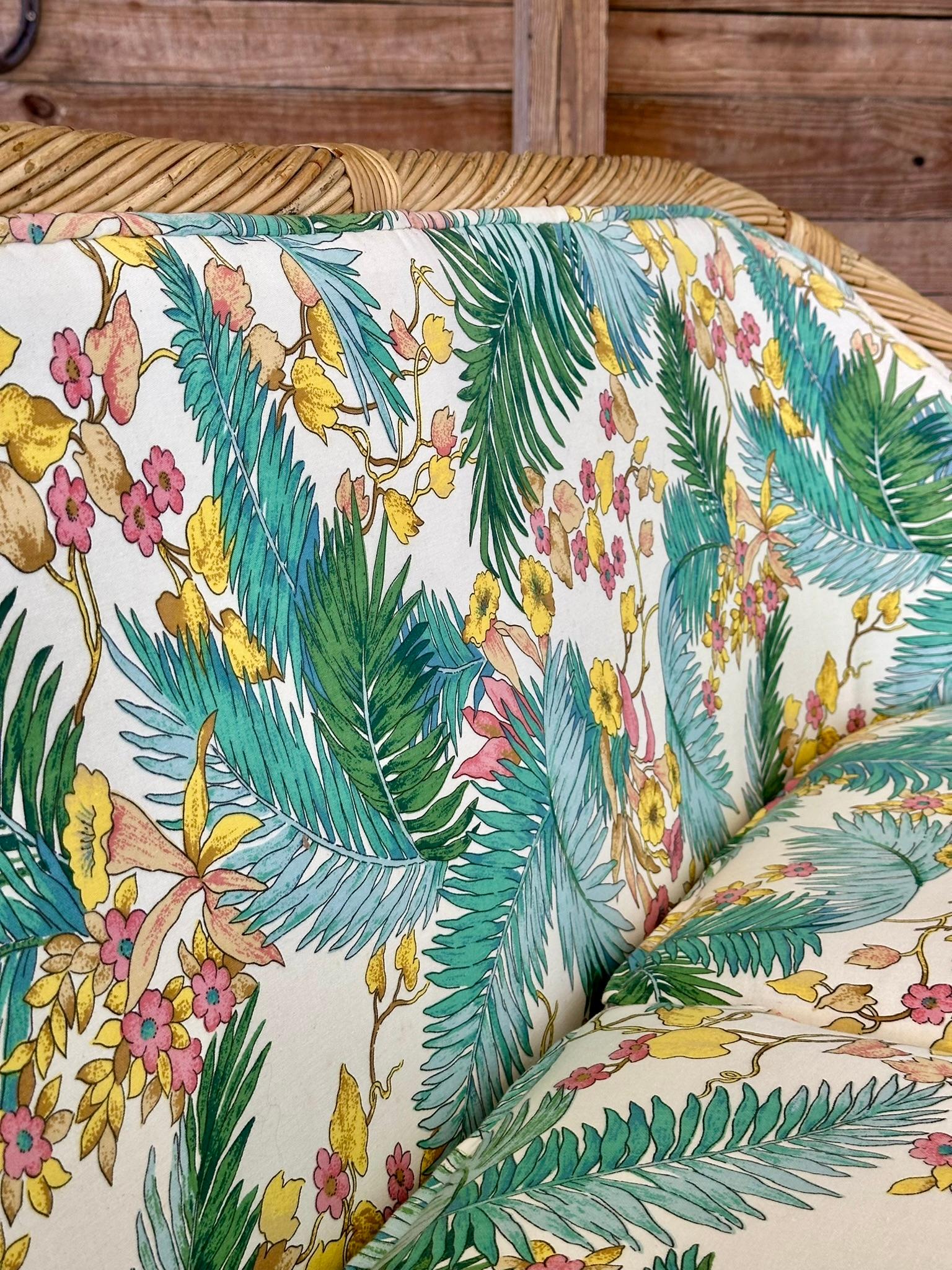 1970 Coastal boho Pencil Reed Rattan Loveseat Manner of Gabriella Crespi 5