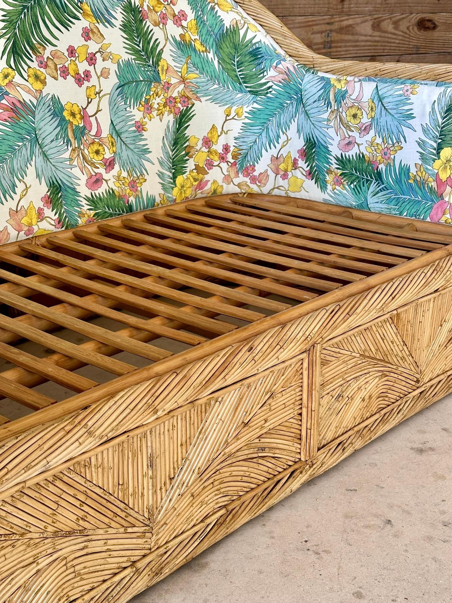 1970 Coastal boho Pencil Reed Rattan Loveseat Manner of Gabriella Crespi 10