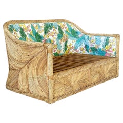 1970 Costera boho Lápiz Caña Ratán Loveseat Manner of Gabriella Crespi