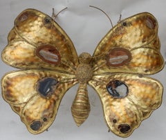 1970 Coffee Table Butterfly Illuminating in the Style of Duval Brasseur