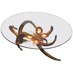 1970 Coffee Table Butterfly in the Style of Duval Brasseur with Wings Agates