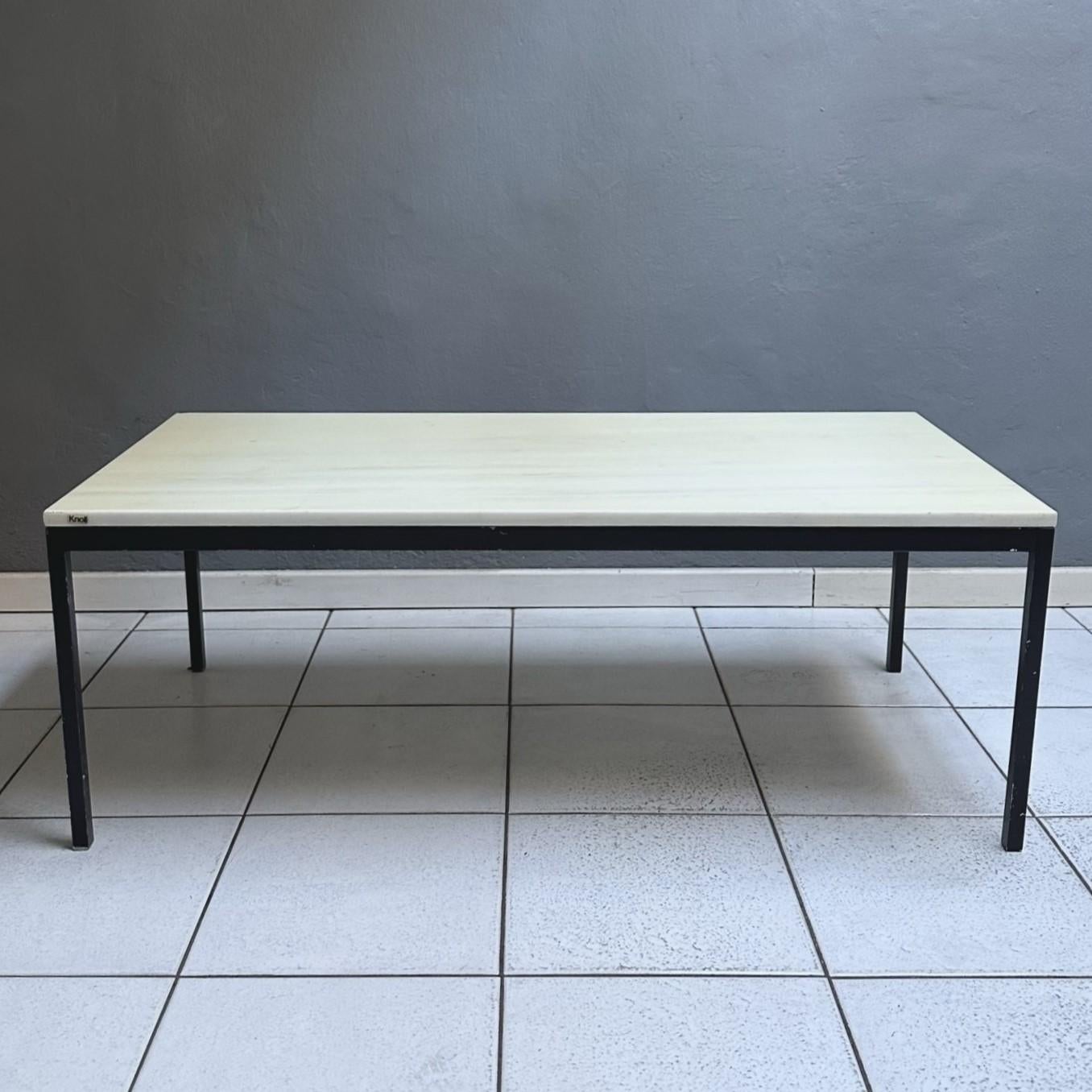 Marble 1970 Coffee Table by Knoll Iternational, iron black leg with marble top For Sale