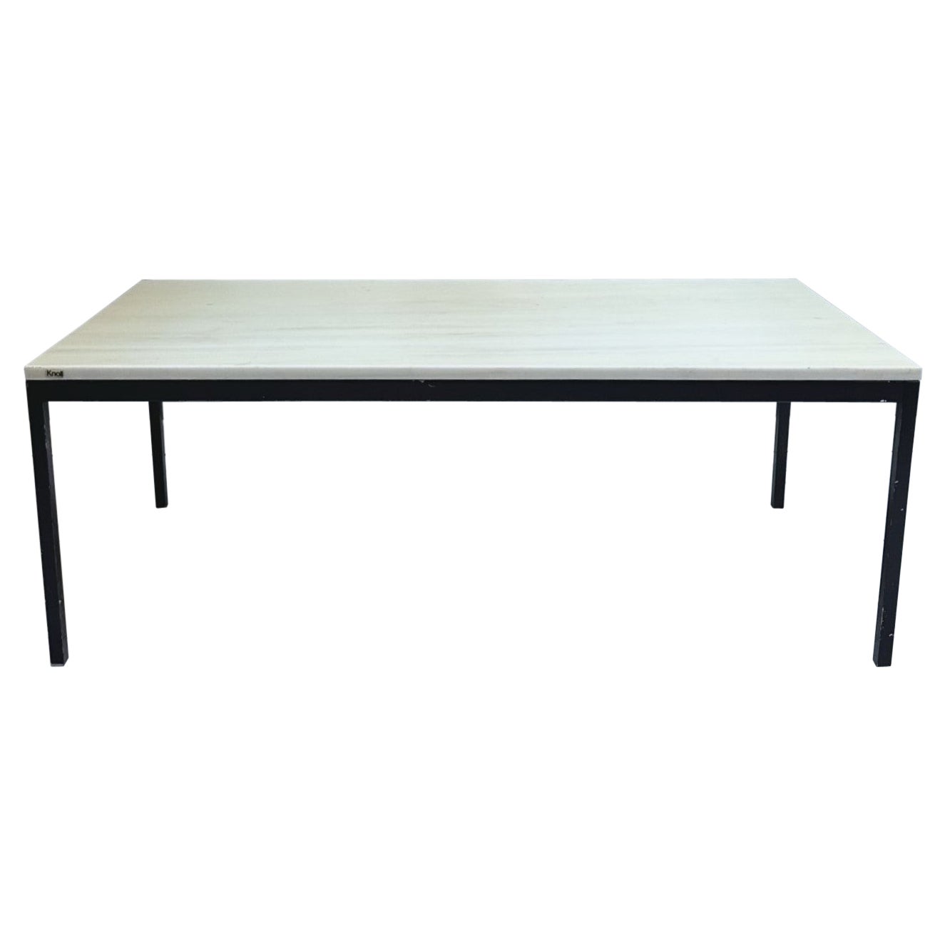 1970 Tavolino da caffè di Knoll Iternational, gamba in ferro nero con piano in marmo