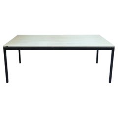 Mesa de centro 1970 de Knoll Iternational, pata de hierro negro con tapa de mármol