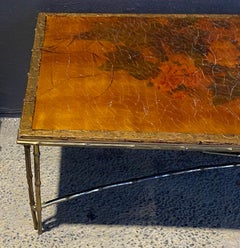 1970 ‘Coffee Table Bronze Bamboo Model Maison Baguès Chinese Lacquer 168 X 65 cm