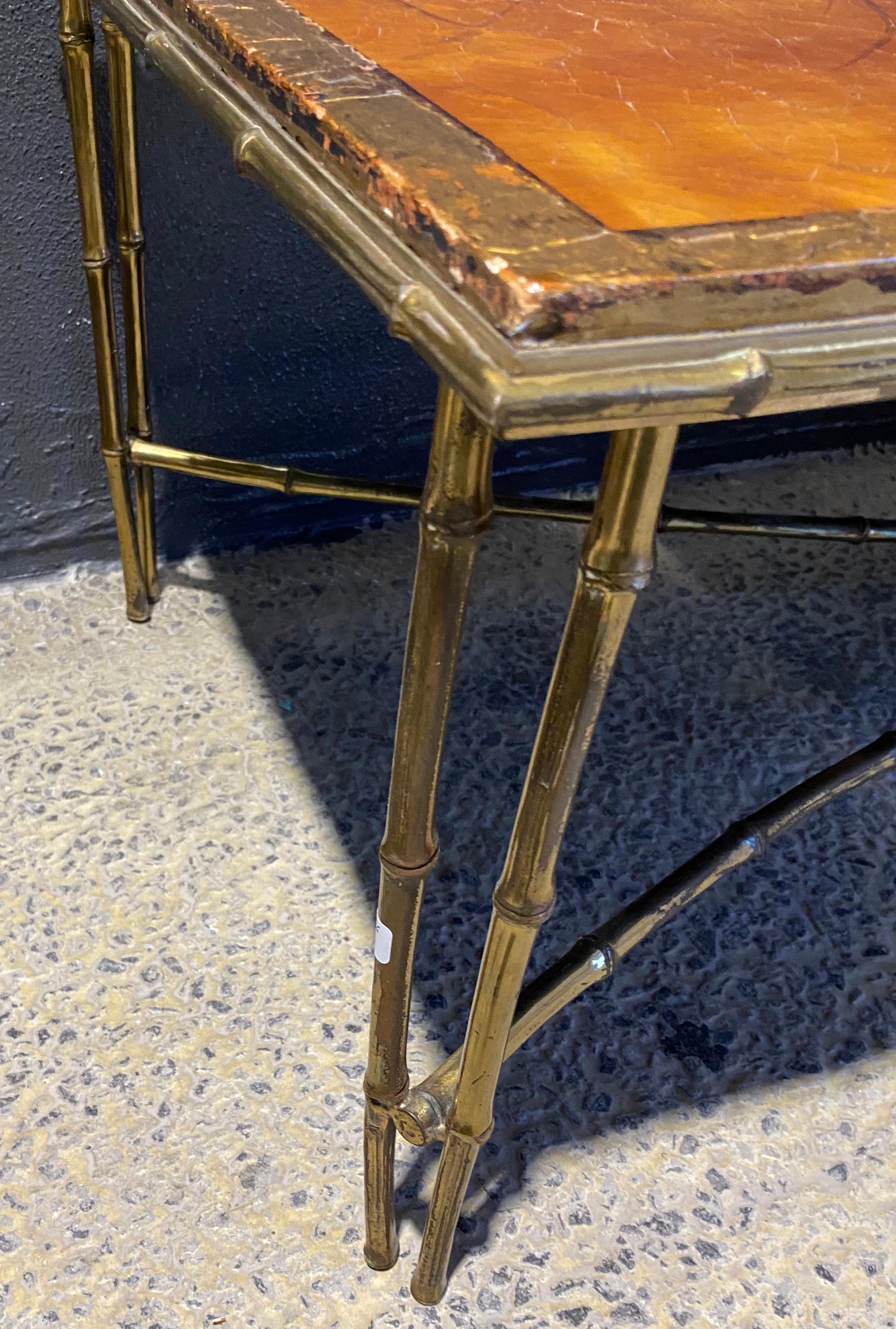 1970 ‘Coffee Table Bronze Bamboo Model Maison Baguès Chinese Lacquer 168 X 65 cm For Sale 1