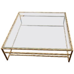 1970 Coffee Table Forged Iron Gilted Sheet of Gold