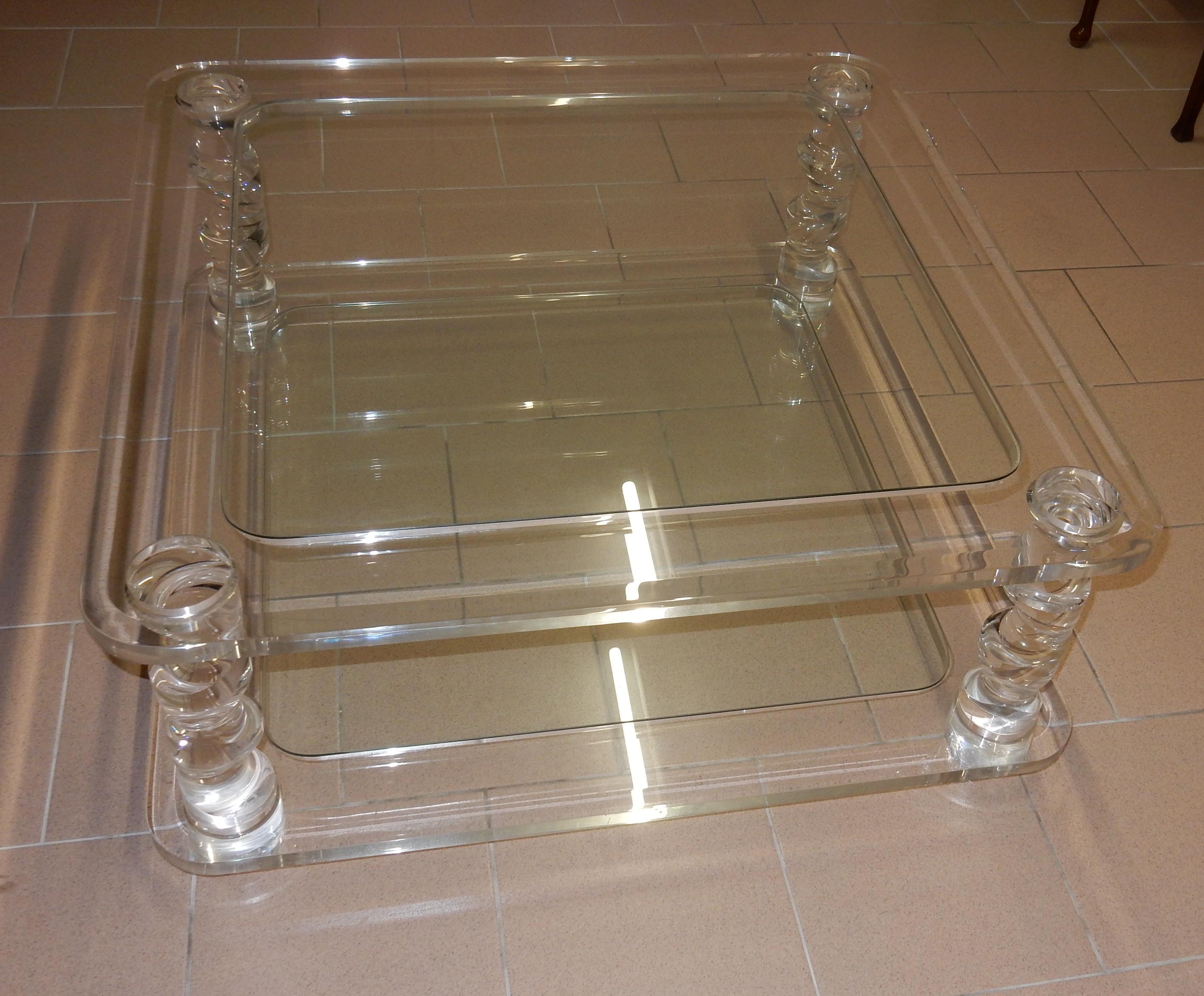 1970 Coffee Table in Lucite Roméo And 2 Ends of Sofa Same Model For Sale 3