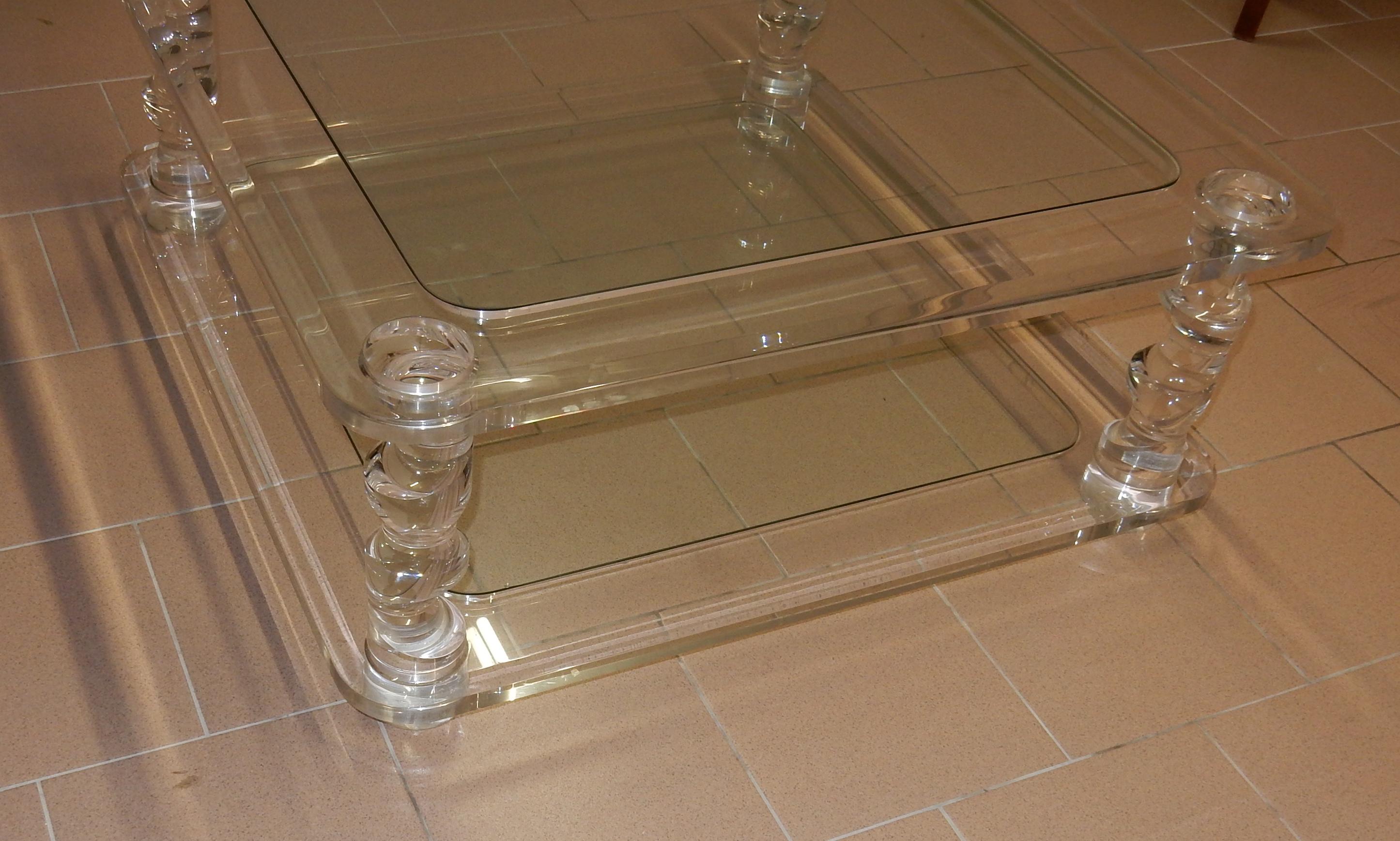 1970 Coffee Table in Lucite Roméo And 2 Ends of Sofa Same Model For Sale 1