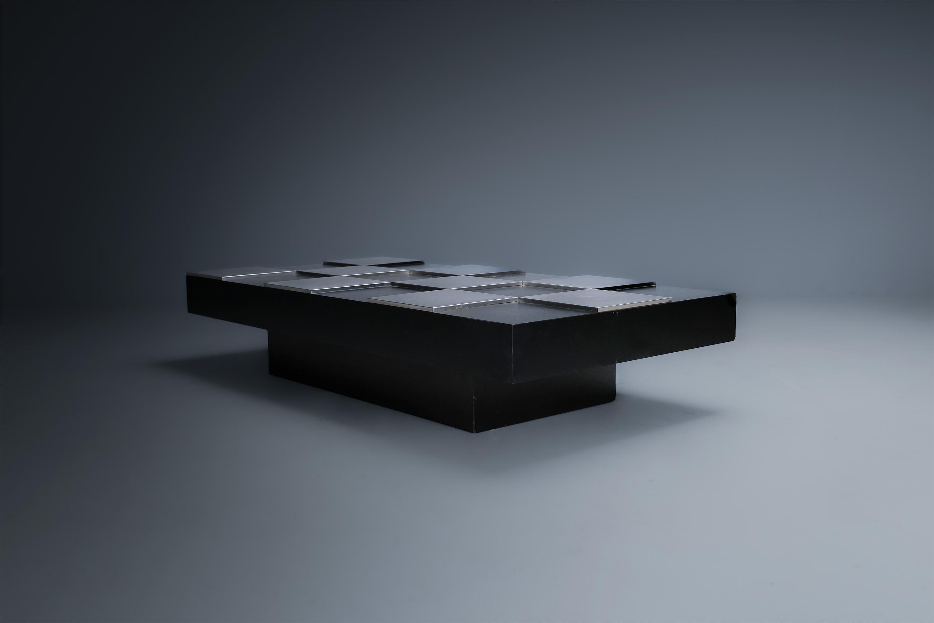 Steel 1970 Coffee Table in the Style of Willy Rizzo